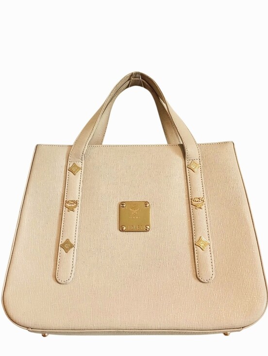MCM Handbags - MCM Munich (München) Studded Structured Leather Tote Bag